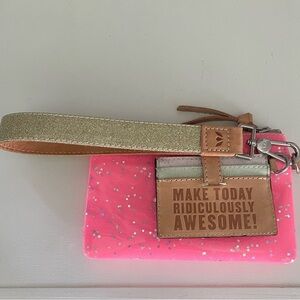 Consuela Gold and Pink Wristlet Card Holder